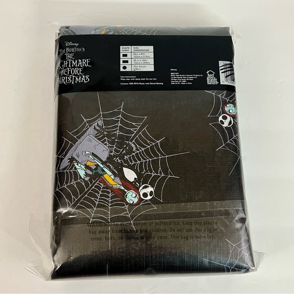 The Nightmare Before Christmas Black Tablecloth Jack Skellington Sally 60”x 102” - Picture 2 of 3